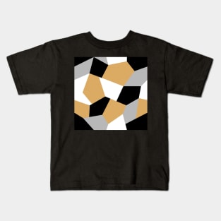 Gold, black, white and grey mosaic seamless repeat pattern image. Kids T-Shirt